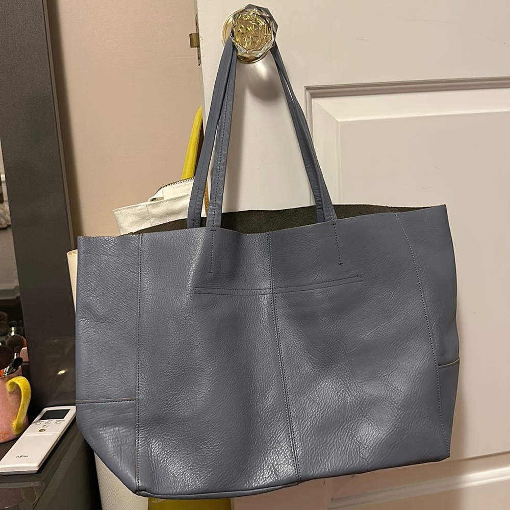 Baby Blue Leather Tote